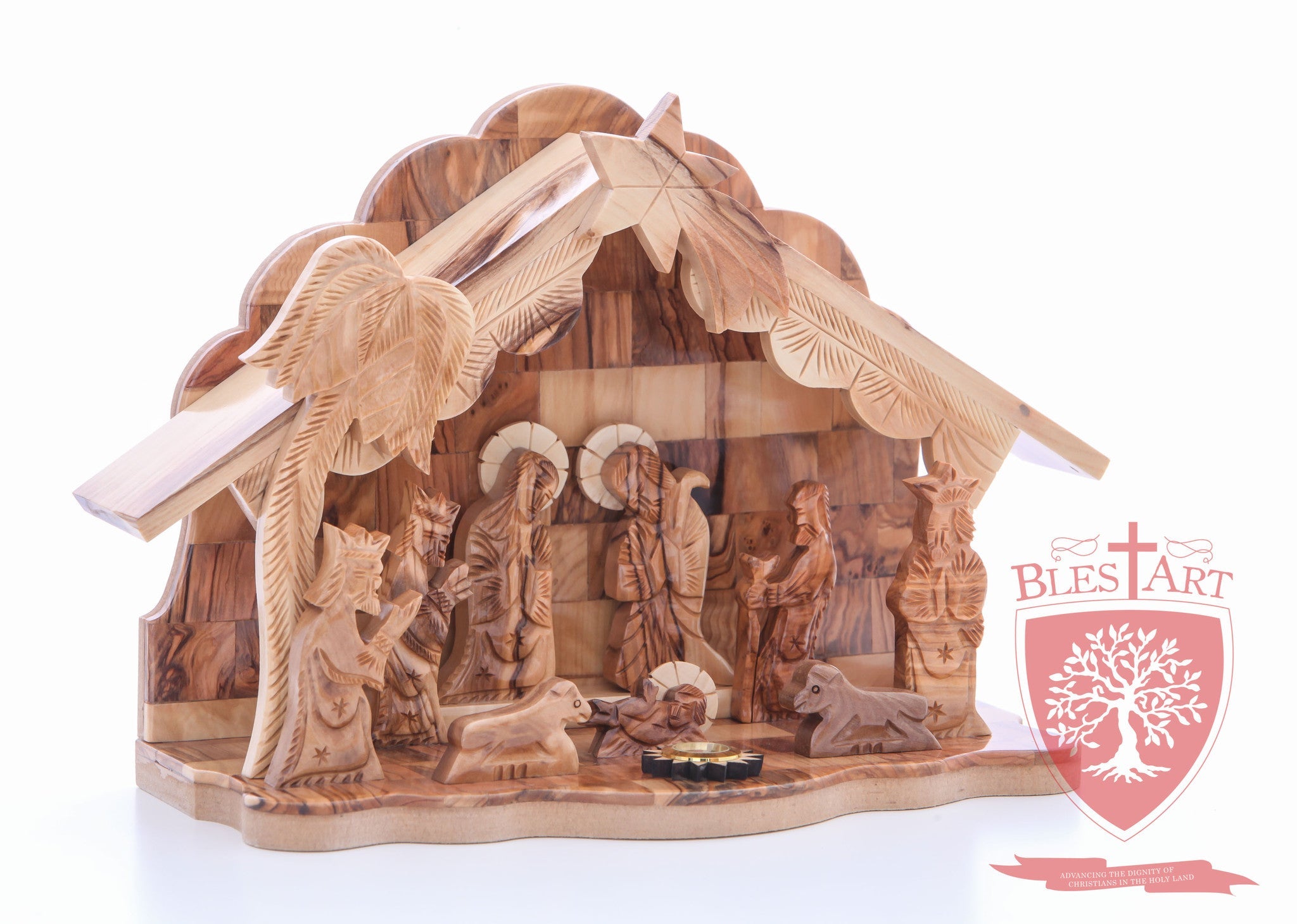 Nativity Set, with 2-d figures and Incense from the tomb of jesus Size: 9" / 25 CM