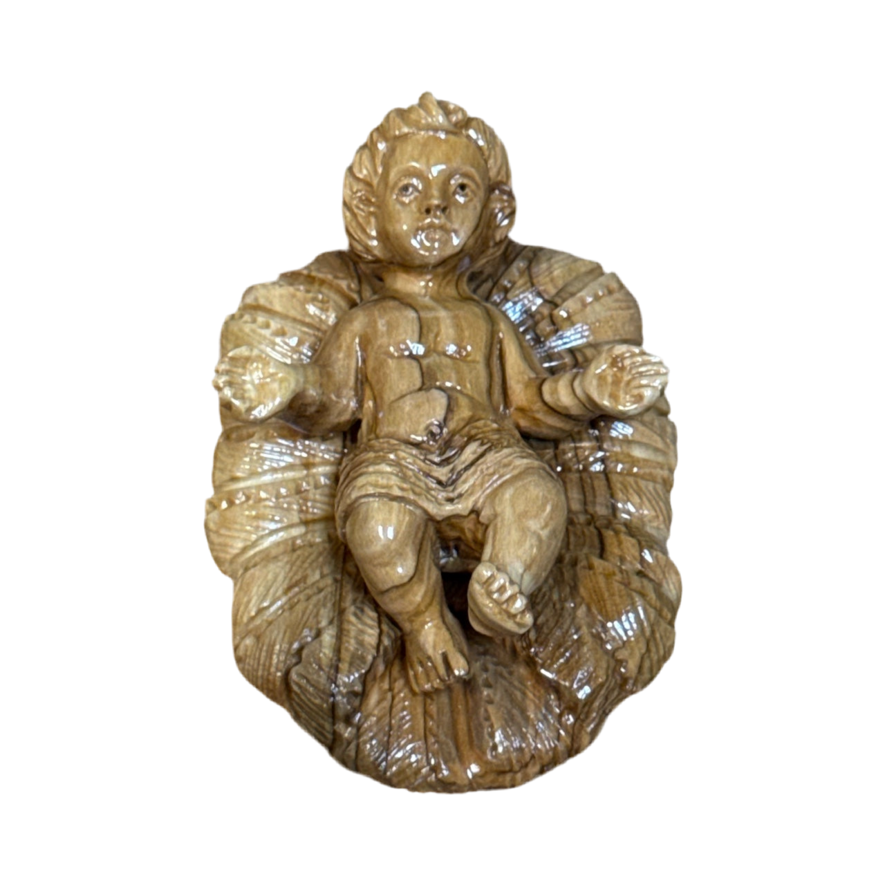 Deluxe Olive Wood Nativity with Realistic Figures, Music Box & Incense – Hand-Carved in Bethlehem