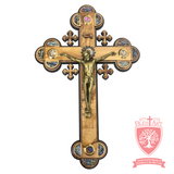 Jerusalem Cross with Abalone seashell - Olivewood