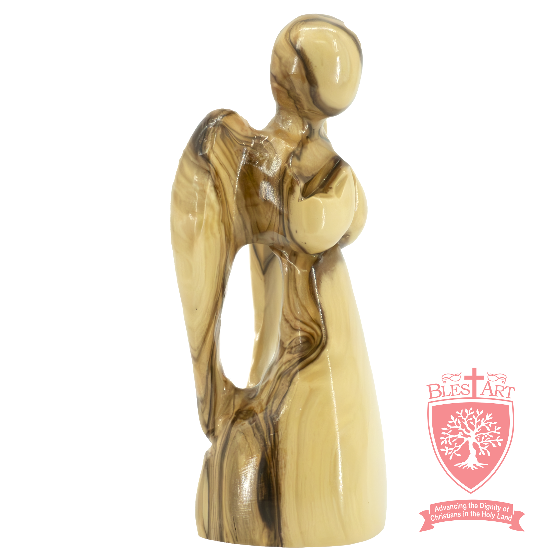 Heavenly Serenity: Olive Wood Angel Statue