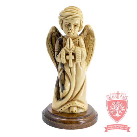 Angel with Rosary - Olive Wood