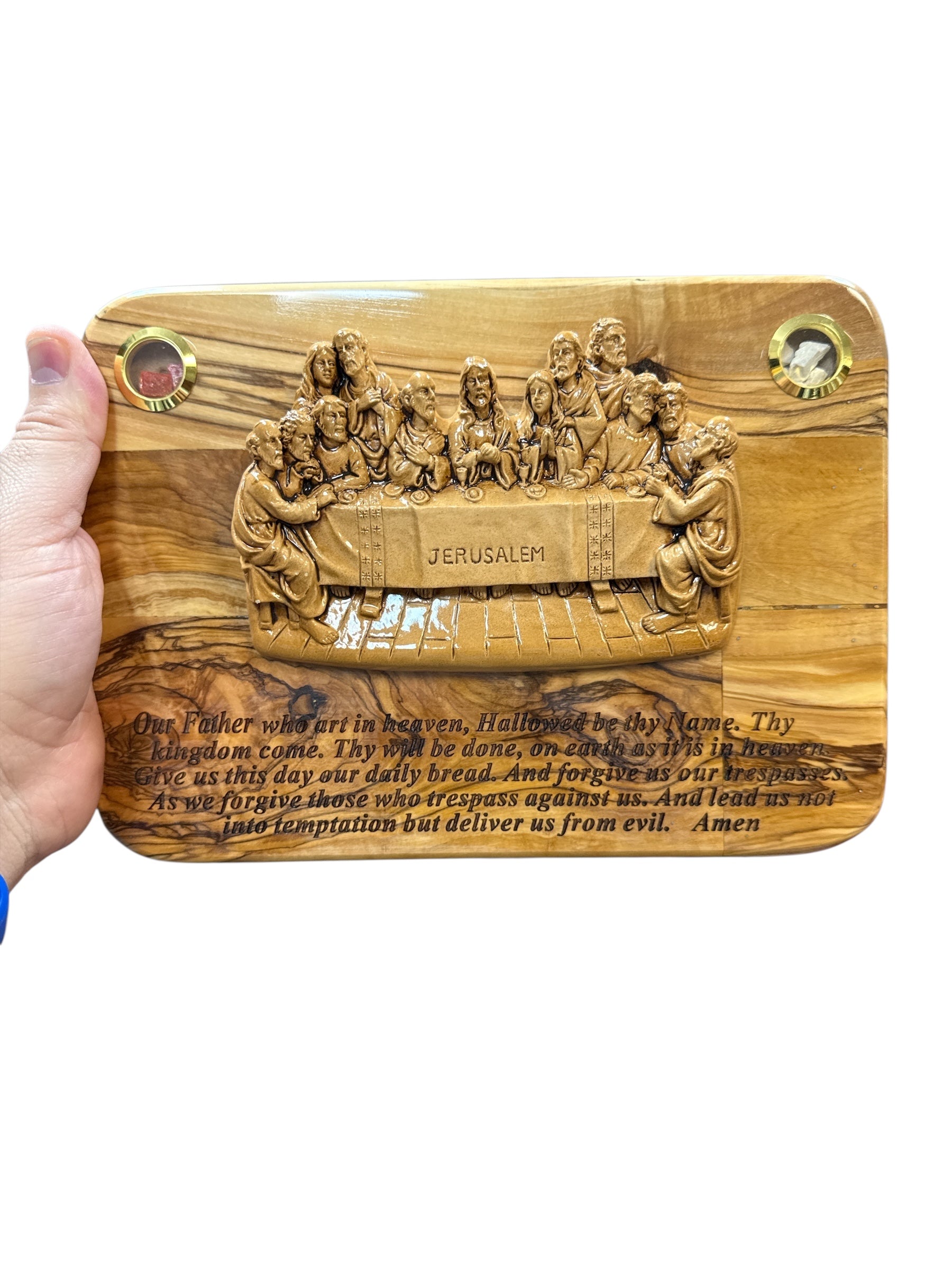 The Last Supper with Lord’s Prayer – Olive Wood Plaque with Incense ...