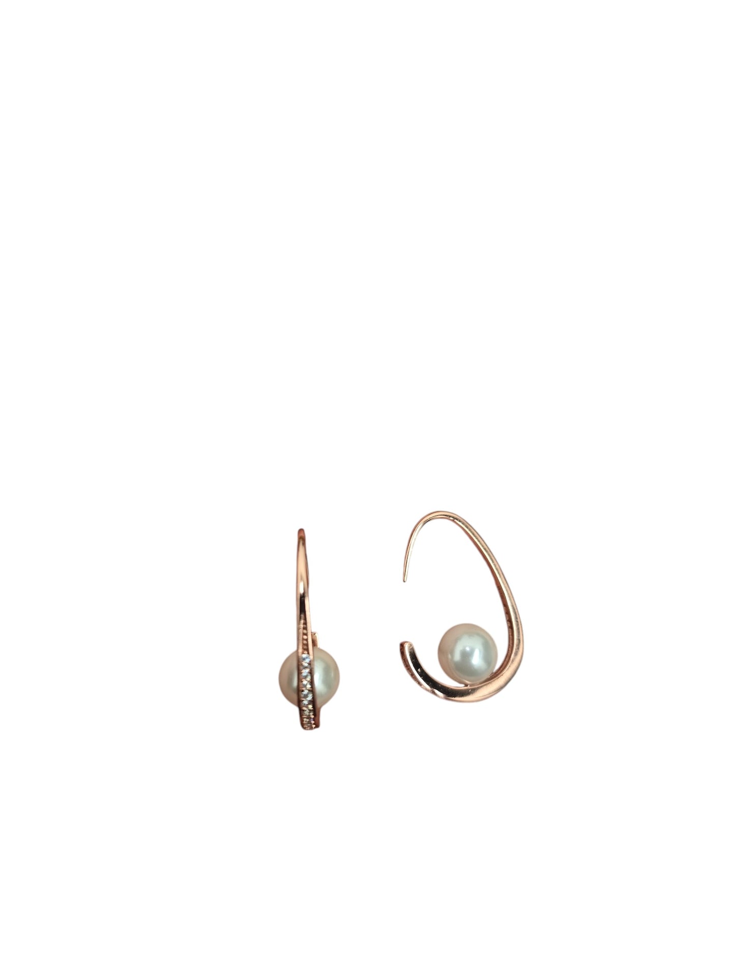 Rose Gold Pearl Hoop Earrings