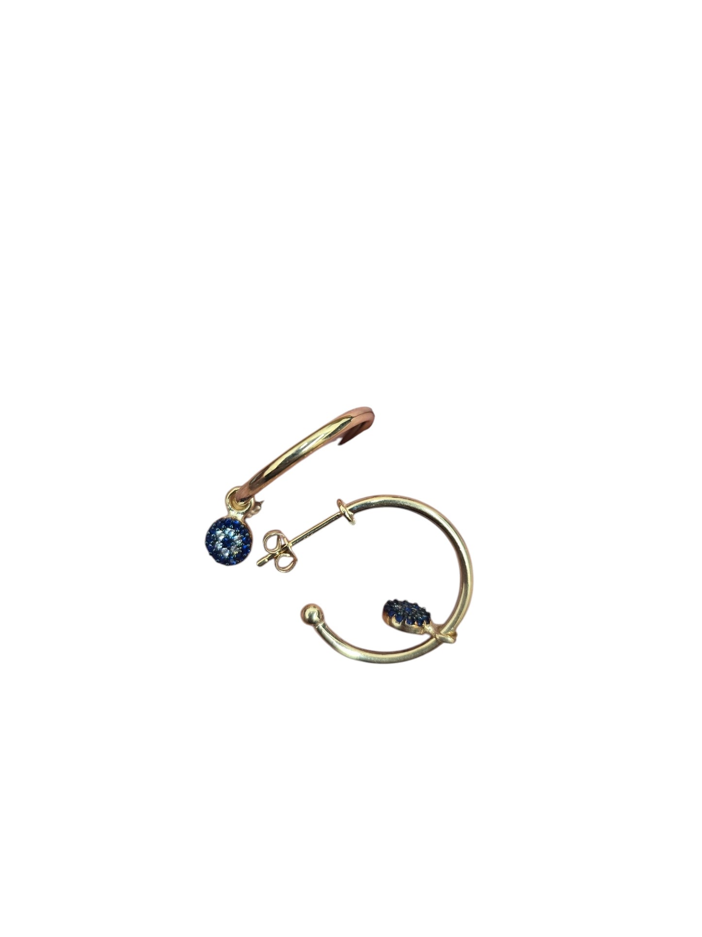 Gold Blue Stone Hoop Earrings