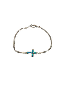 Silver Plated Opal Cross Bracelet