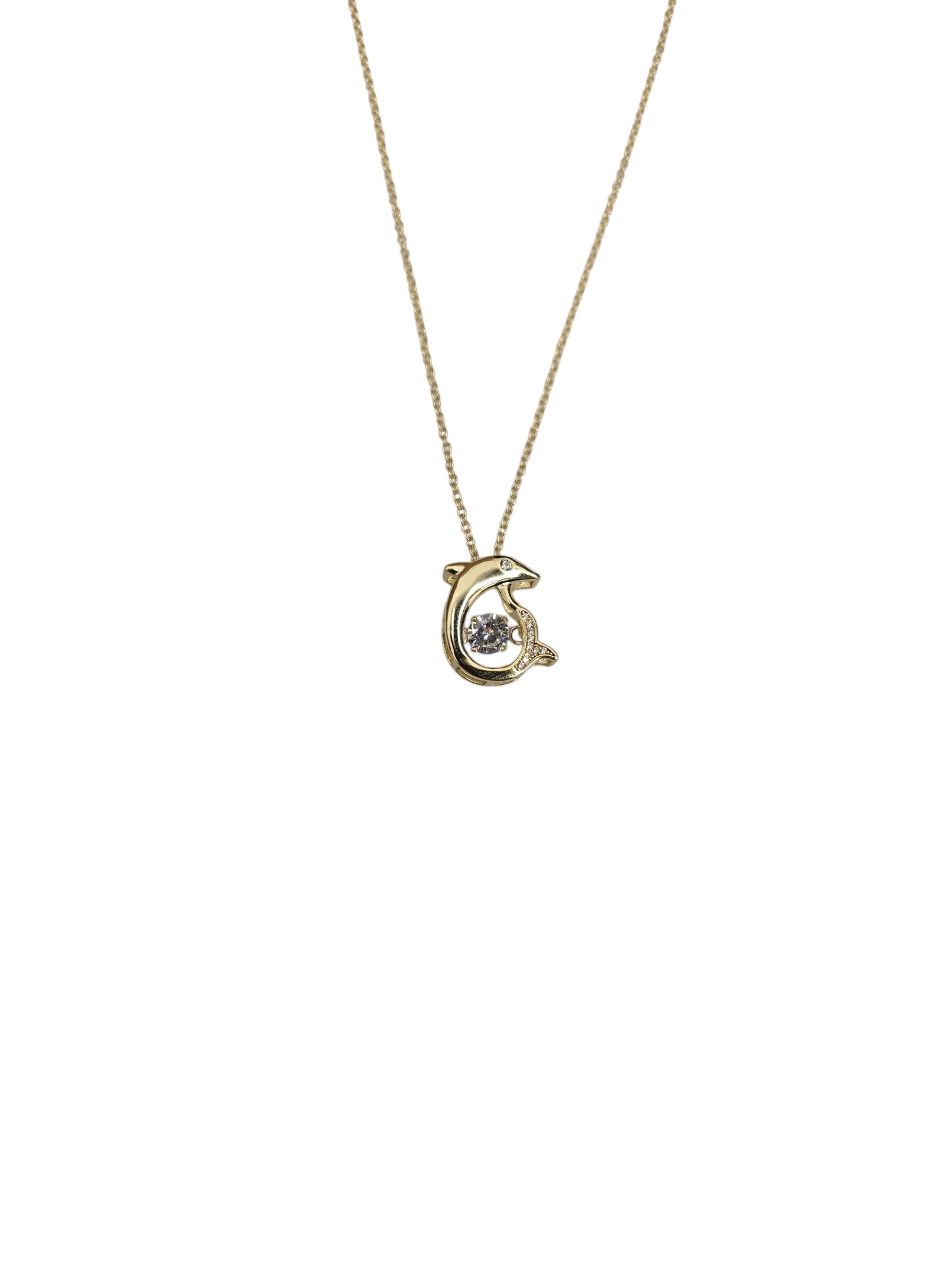Gold Plated Dolphin Crystal Necklace
