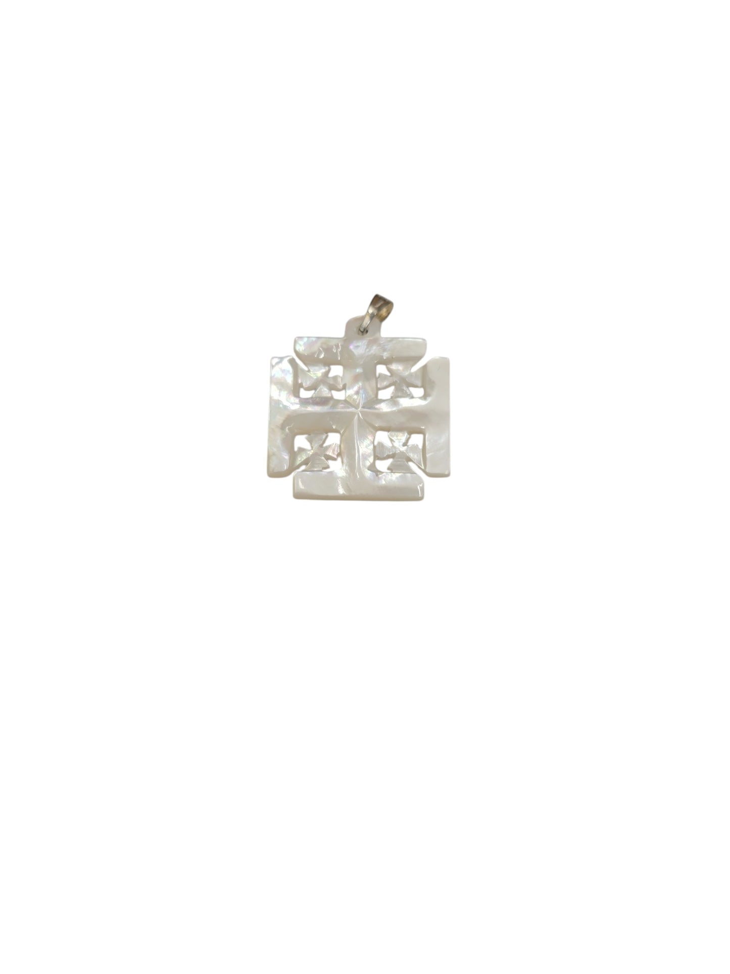 Mother of Pearl Jerusalem Cross Pendant Necklace Classic