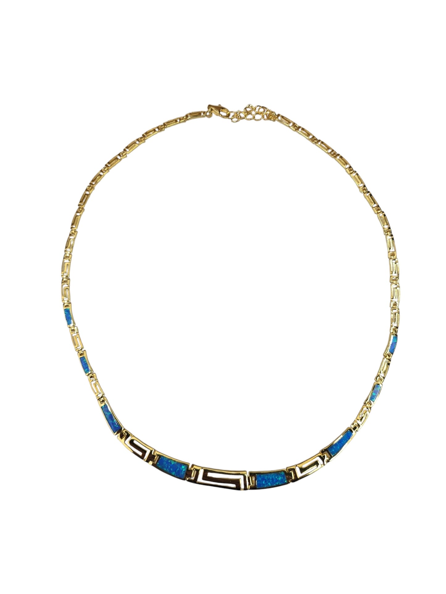 Gold Plated Blue Opal Link Necklace