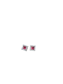 Pink Square Crystal Stud Earrings