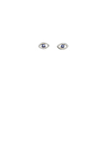 Silver Evil Eye Stud Earrings