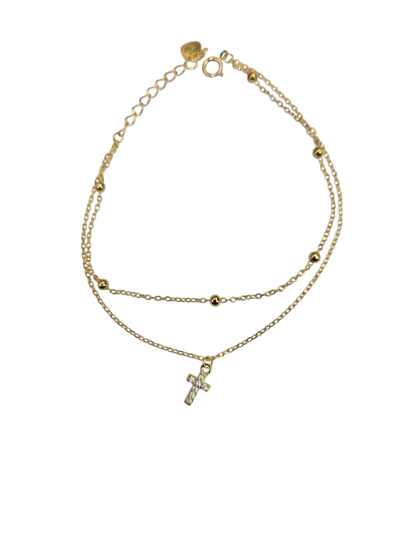 Silver Plated Beaded Cross Bracelet