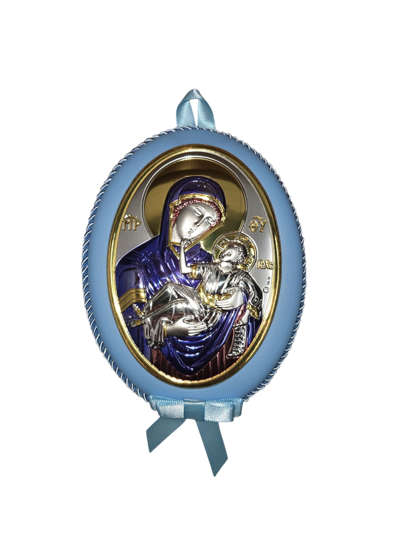 Musical Virgin Mary Baptism Icon – Silver Plated Cradle Hanging (Multiple Styles)