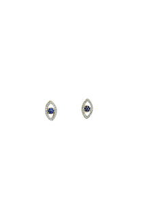 Blue Eye Oval Stud Earrings