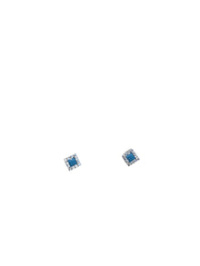 Blue Square Crystal Stud Earrings