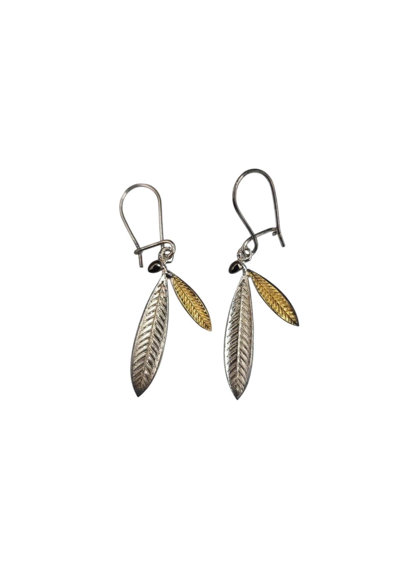 Silver and Gold Leaf Drop Earrings