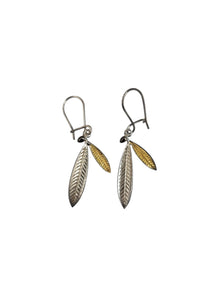 Silver and Gold Leaf Drop Earrings