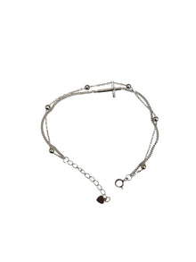 Silver Plated Double Chain Cross Bracelet