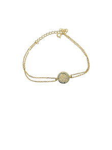 Gold Plated Double Chain Medallion Bracelet