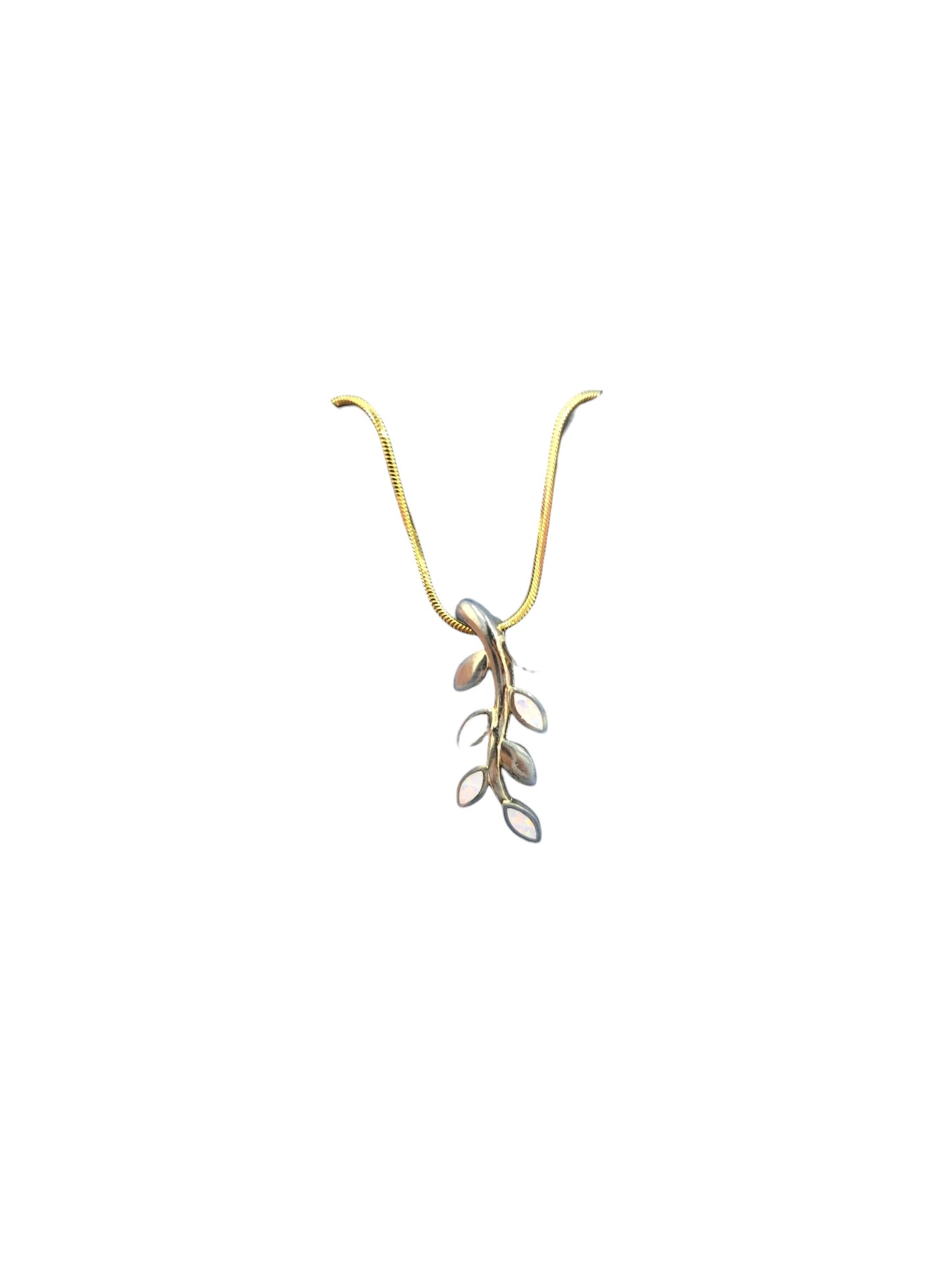 Gold Opal Leaf Pendant