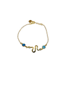 Silver Plated Snake Bracelet with Blue Opal Stones
