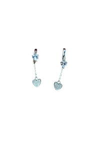 Silver Heart Chain Drop Earrings