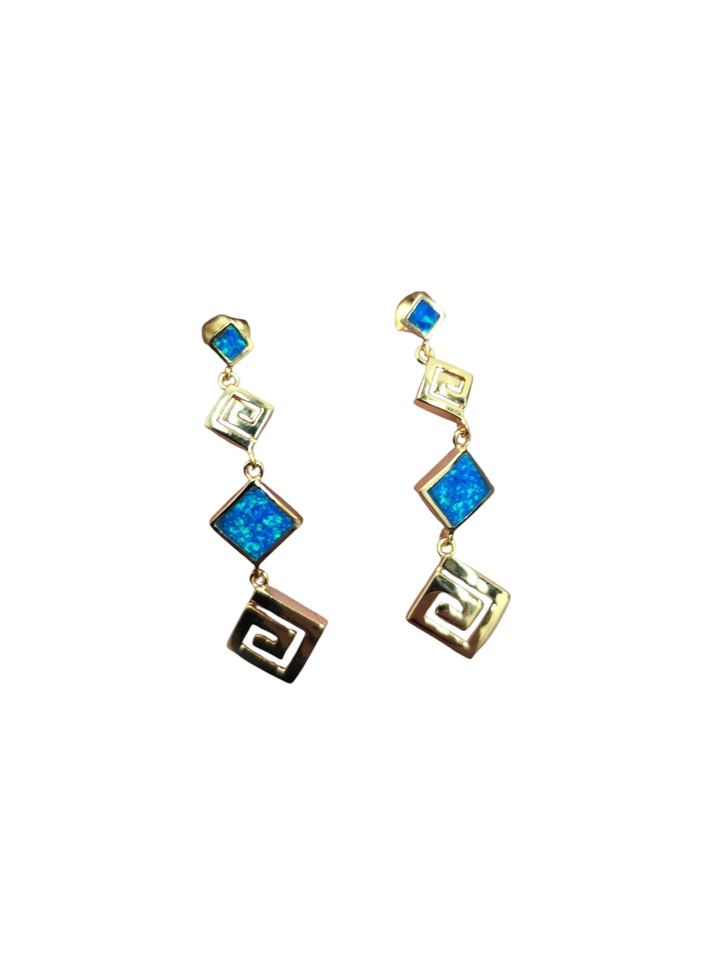 Blue Geometric Drop Earrings