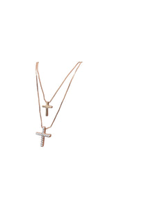 Double Cross Layered Necklace