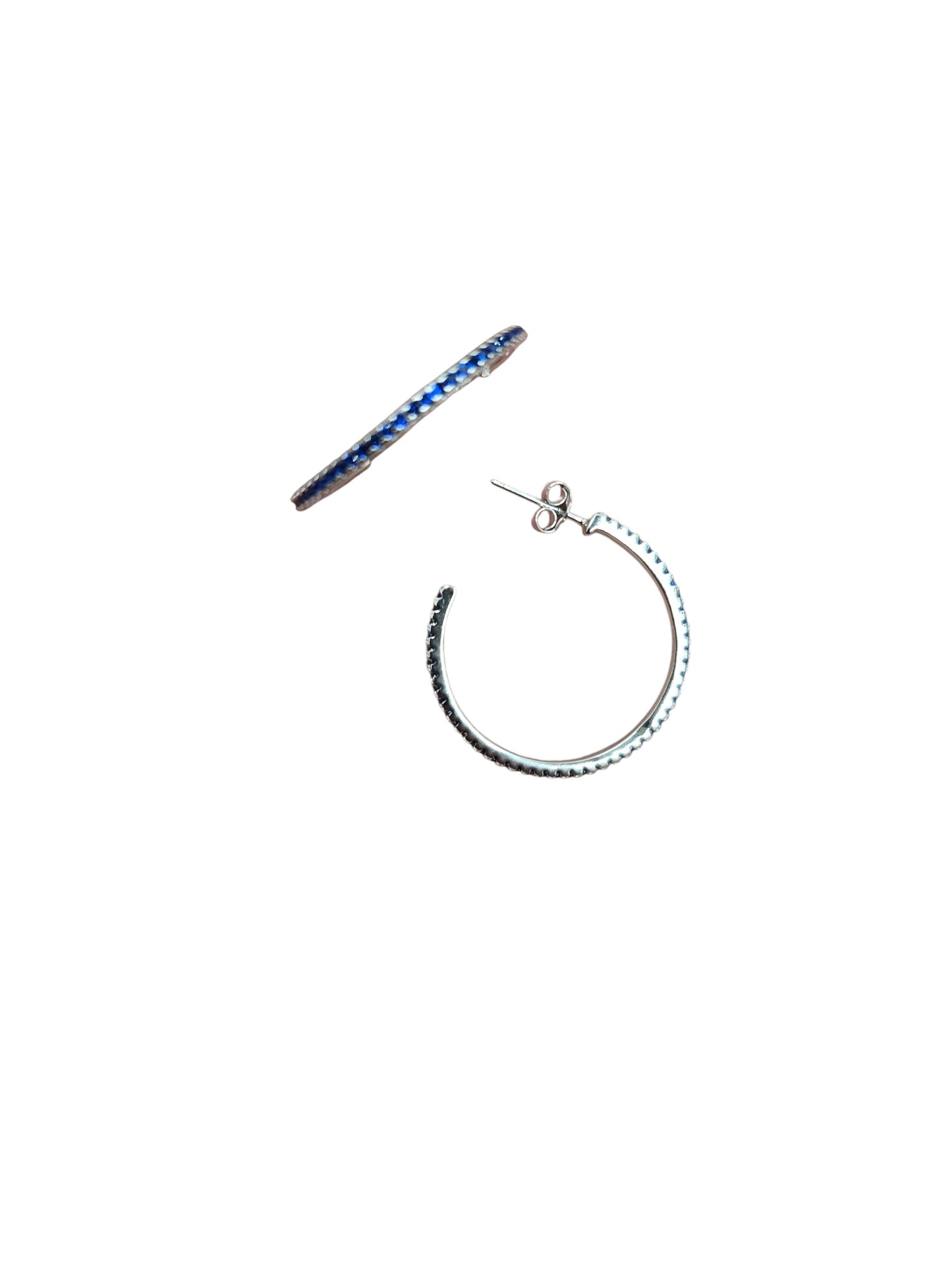 Blue Stone Hoop Earrings