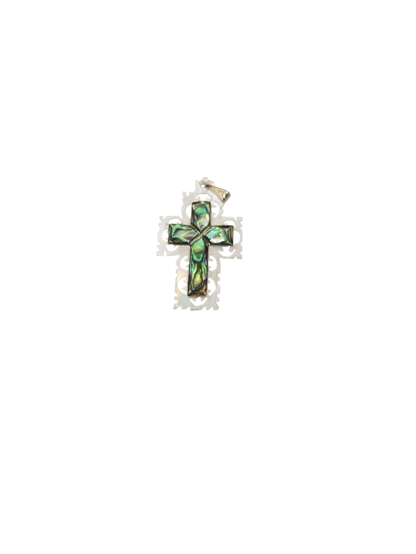 Large Abalone Cross Pendant
