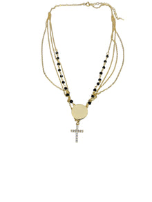 Multi-Layer Cross Disc Necklace