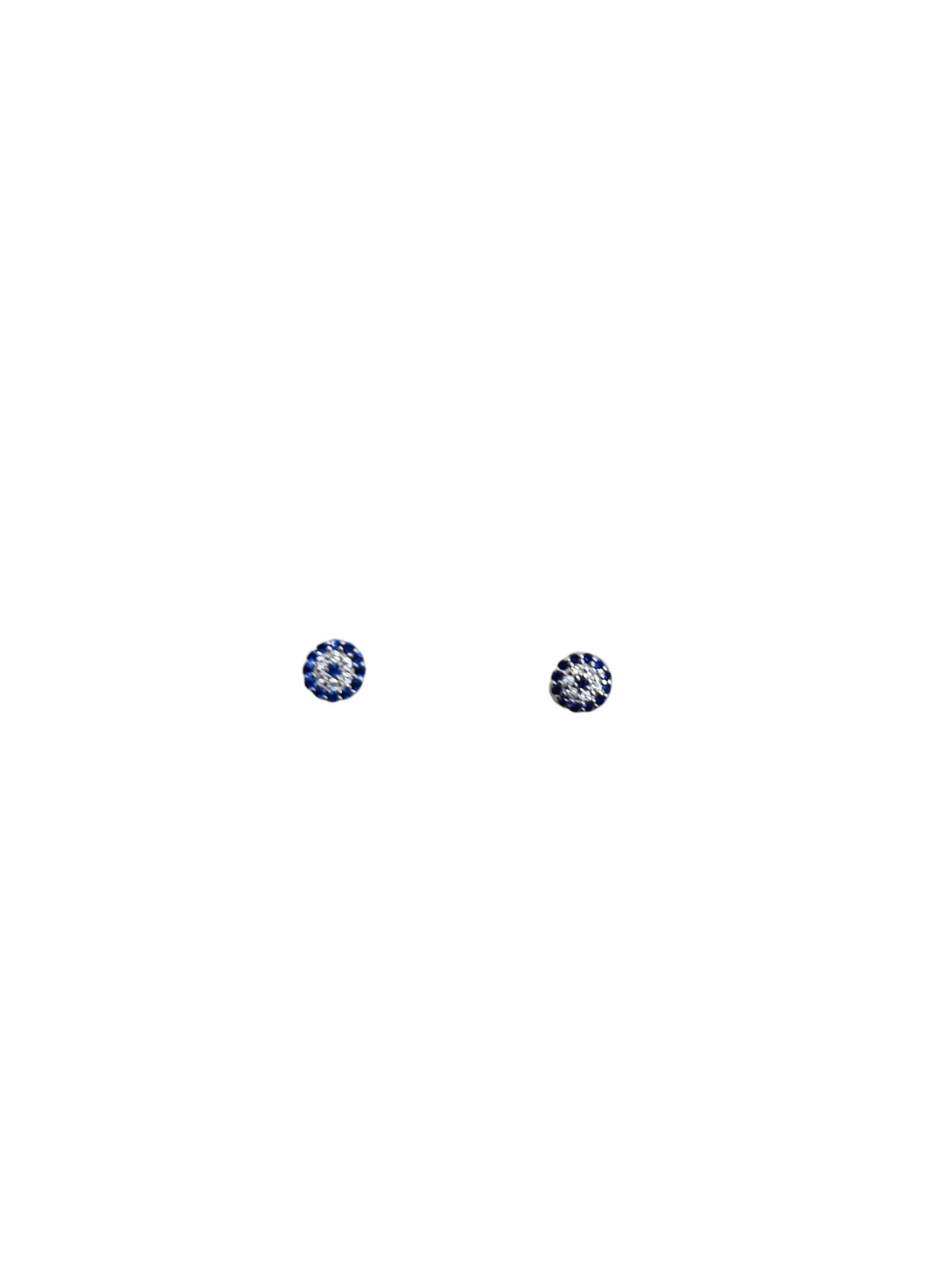 Round Blue Eye Stud Earrings