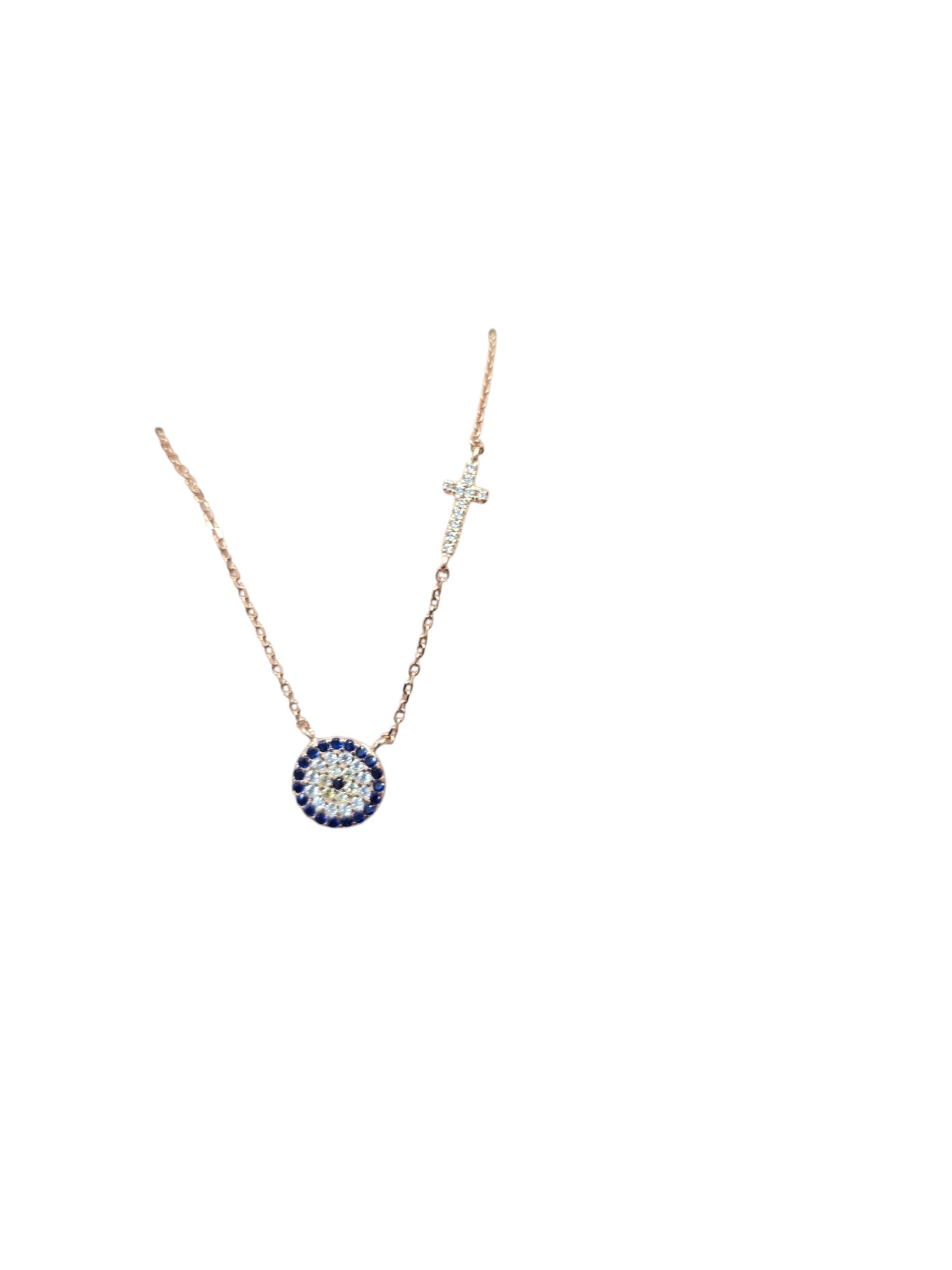 Gold Evil Eye Cross Necklace