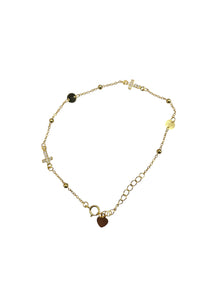 Gold Plated Beaded Cross Bracelet