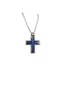 Silver Blue Cross Necklace