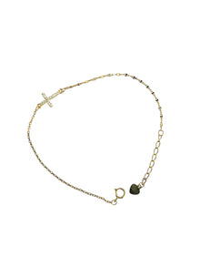 Gold Plated Cross Beaded Chain Bracelet