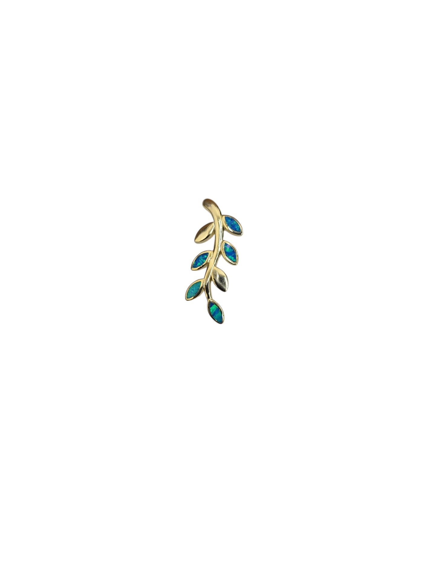 Gold Opal Leaf Pendant (Small)