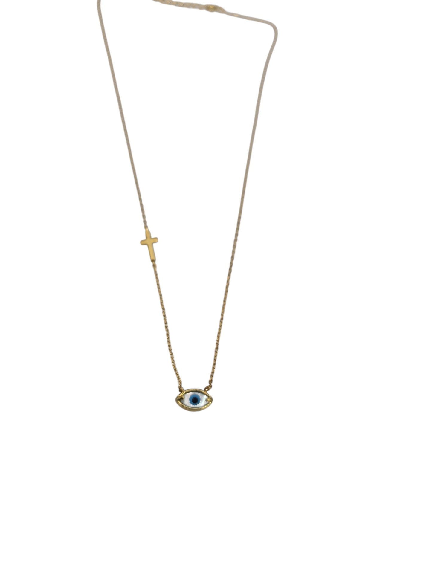 Blue Evil Eye Cross Necklace