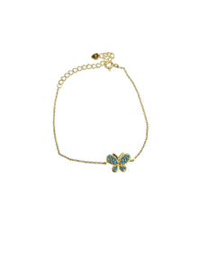 Gold Plated Blue Butterfly Bracelet
