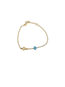 Silver Plated Cross & Blue Clover Bracelet