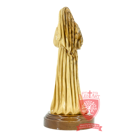 Mary with Flower, Olive Wood Statue - A Divine Keepsake from the Holy Land