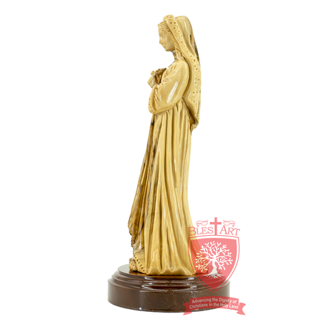 Mary with Flower, Olive Wood Statue - A Divine Keepsake from the Holy Land