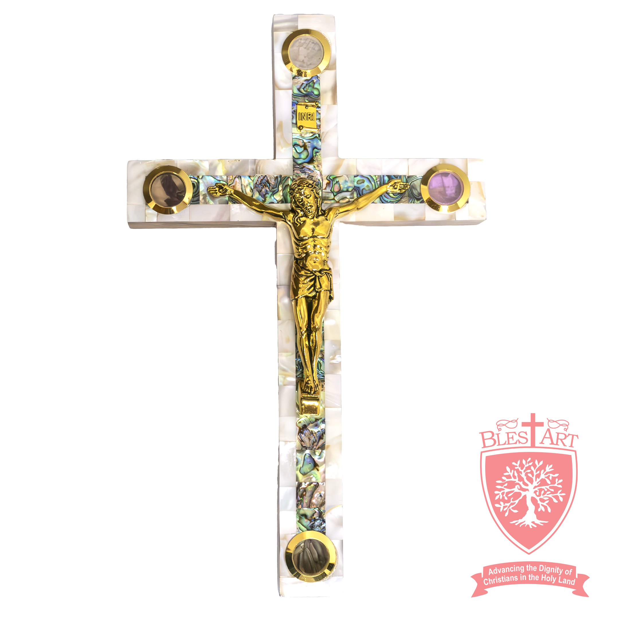 Latin Cross With Seashells And Holy Items