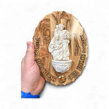 Hand-Carved Olive Wood & Resin Holy Family Wall Plaque with Incense – “God Bless Our Home”