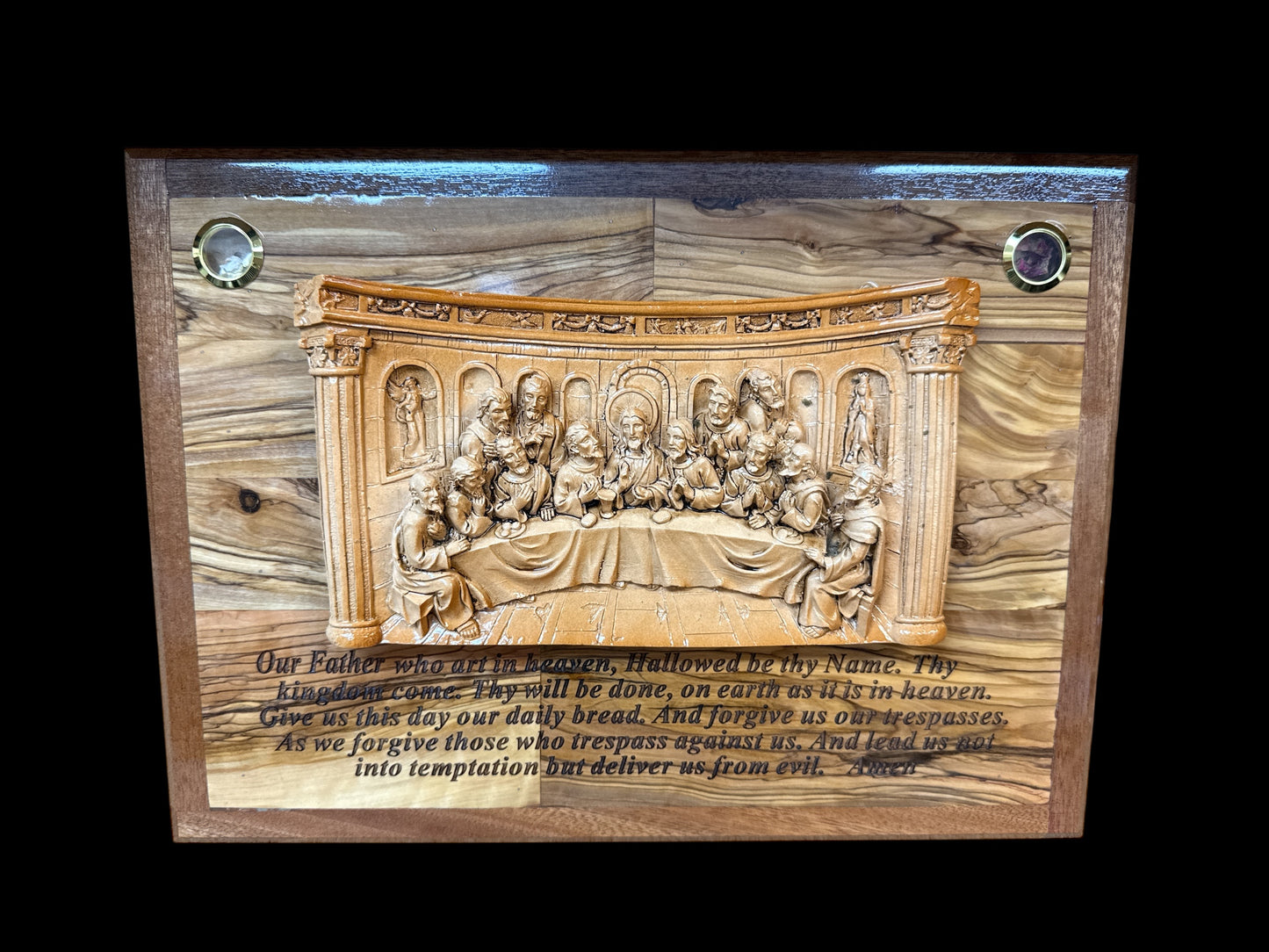 The Last Supper with Lord’s Prayer – Olive Wood Wall Plaque