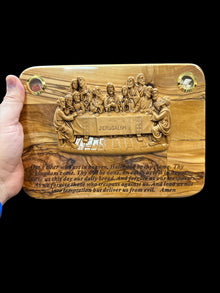 The Last Supper with Lord’s Prayer – Olive Wood Plaque with Incense & Stones
