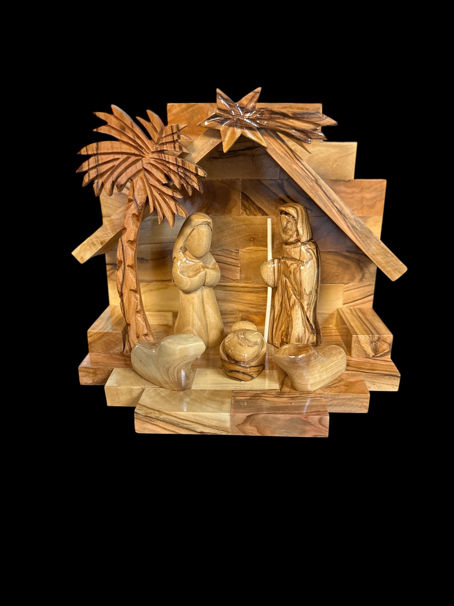 Modern Minimalist Olive Wood Nativity – Hand-Carved in Bethlehem