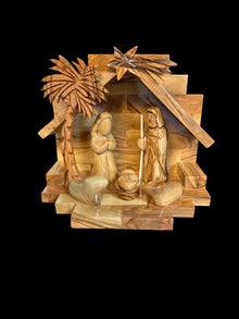 Modern Minimalist Olive Wood Nativity – Hand-Carved in Bethlehem