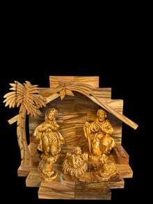Polished Olive Wood Nativity with Sculpted Figures – Made in Bethlehem