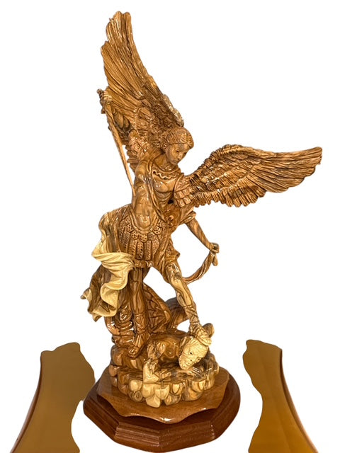 St. Michael the Archangel – Hand-Carved Olive Wood Statue from