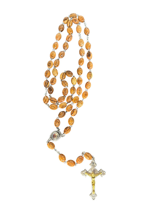 20" Olive Wood Rosary with Soil from Jerusalem – Handmade in the Holy Land